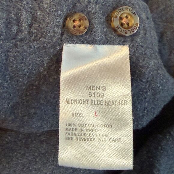 Woolrich Button Down Shirt Mens L Midnight Blue Heather Long Sleeve Pocket - Picture 4 of 13